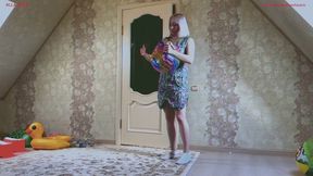 Alla is cleaning her room and deflating many small inflatable toys and is outraged by such a mess