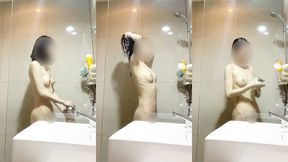 japanese girl’s daily bathing at home.