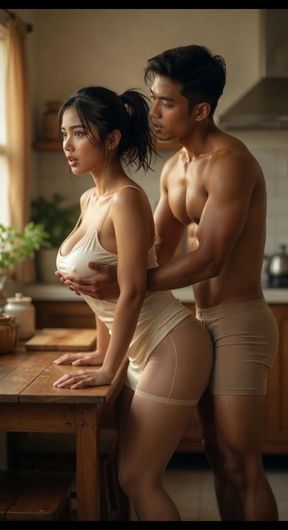 Indonesian maid takes a doggy style fuck