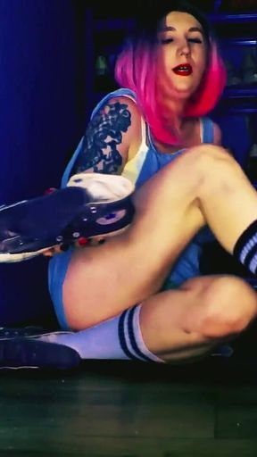 Lady Angela Old Used Smelly Stinky Converse Sneakers Knee Socks Fetish