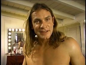 Juicy blonde babe with perfect boobs was drilled by long haired man in the green room