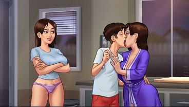 Bratty Stepsis caught Stepbro with Sexy Big tits Stepmom - Summertime Saga part 27