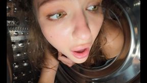 Big Tits Stepsister Stucked In Washing Machine Gets Anal Fucked