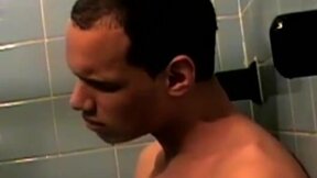 Handsome deviant masturbating passionately in bath