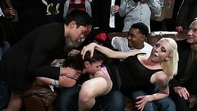 This girl getting her holes destroyed in front of everyone to see