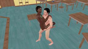 Animated 3D Gay Porn - White Man Lifting Black Man Fucking Ass Standing in Classroom