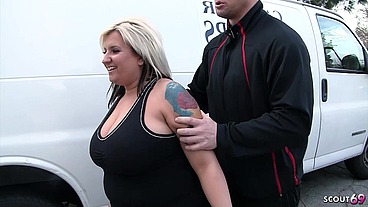 Blonde BBW Chubby Girl with Big pierced natural Tits seduce her Coach to Cheating Fuck