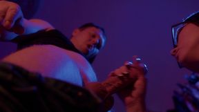 lustful male pissing on face his woman s and fucks in ass her, and she gets facial.