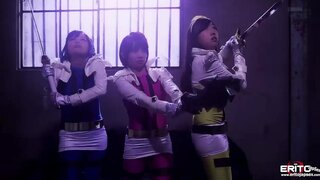 Cute teen Japanese power rangers gets fucked by the villains