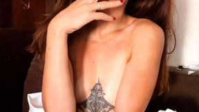 Cigarette Seduction: Shirt Off Strip & Deep Inhales