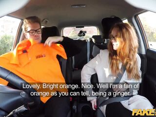 Fake Driving Instructor bangs his cute ginger teen student in the car and gives her a creampie