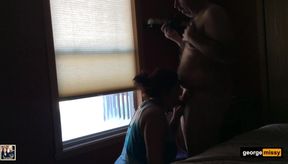 Thick Ropes of Cum Cover Sluts Face - A Missy and George Blowjob