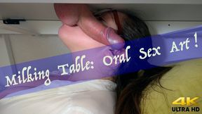 4K Milking Table: Oral Sex Art in Glasses N Office Attire