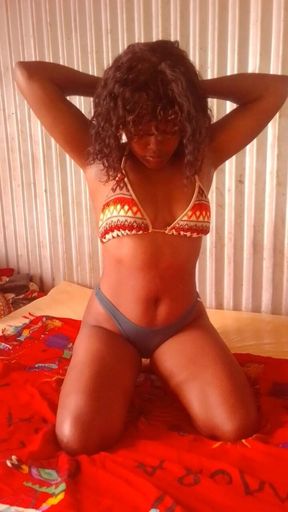 Naked Black Roommate Masturbates Alone in Her Room