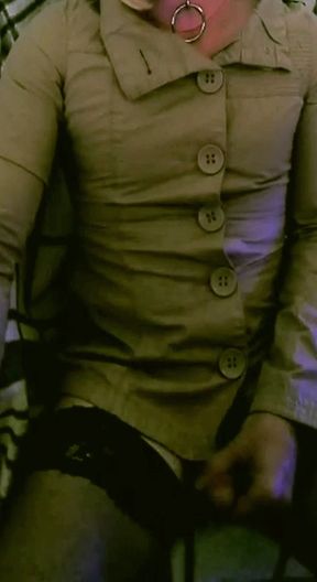 Fuck me in my beige street jacket with big buttons
