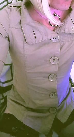 Fuck me in my beige street jacket with big buttons