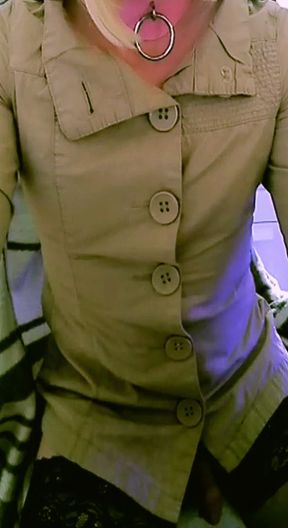 Fuck me in my beige street jacket with big buttons
