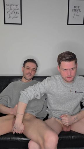 Hung Uncut Brotosh Lads Side by Side Masturbation