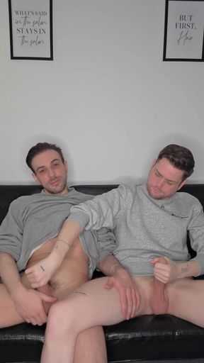 Hung Uncut Brotosh Lads Side by Side Masturbation
