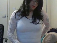 Crossdresser Lydia Lust Plays with Sex Toy