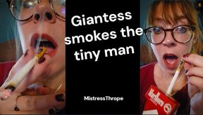 Giantess Smokes Tiny Man
