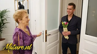 Hot Granny Seduces Young Stud with Her Hairy Pussy and Demands Cock