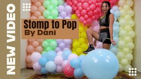 Dani Stomping one balloon column to pop after come from a gym - 4K