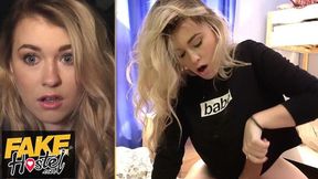 Blonde backpacker deepthroats and rides dong