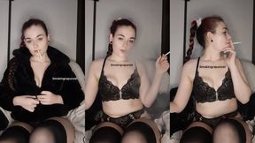 Stripping down to lingerie and smoking - Smokingrapunzel