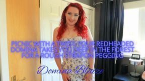 Picnic with a Twist: Your Redheaded Domina Takes You Deep in the Forest for a Rough Strapon Pegging