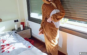 Jordi Gapes Fur Suit Wearing High-Energy Rebecca
