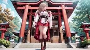 Forbidden Contrast Between Shrine &amp; Bedroom, Wet Secrets Under Red &amp; White Kimono.