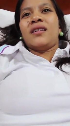 Tight Pinay pussy leaking with creampie cum