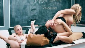 Busty teacher strapon fucks her students