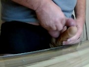 Jerking and Ejaculating Hot Sperm on my Wife's Dildo