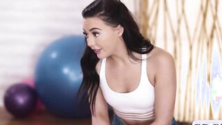 Yoga teacher facesits and squirting in slender students mouth