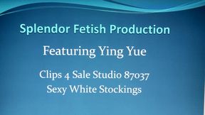 Ying Yue in White Lingerie and Stockings mp4