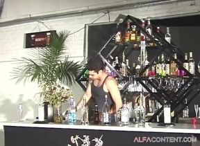 Barmen fucking long hair black guy in the ass