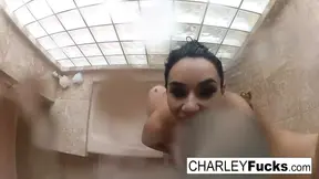 Charley Chase showers off after a good fuck