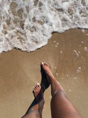 Feet in Sand & Ocean