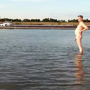 Wanking at the river beach