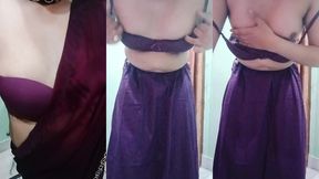 indian trans woman gaurisissy fucked in pink saree like a whore
