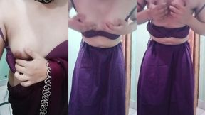 indian trans woman gaurisissy fucked in pink saree like a whore