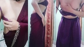 indian trans woman gaurisissy fucked in pink saree like a whore