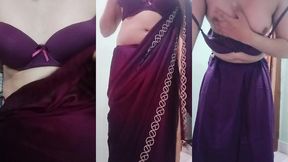 indian trans woman gaurisissy fucked in pink saree like a whore