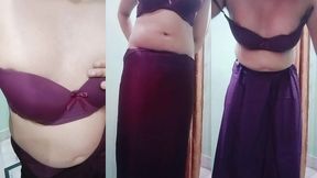 indian trans woman gaurisissy fucked in pink saree like a whore