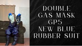 double gas mask gp5 and new blue rubber suit