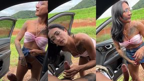 putaria na estrada veja eu mamando o puto ate ele me da leite na boca, depois gozei muito tambem!