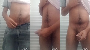 Novinho se masturbando no banheiro do trabalho
