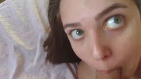 Wet Blowjob From My New Stepmom - My Stepdad Left and I Had to Take Advantage